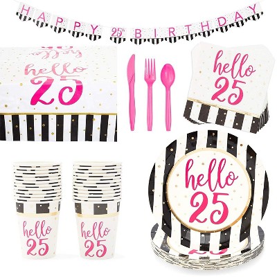 Sparkle and Bash Hello 25 25th Birthday Party Pack (Serves 24)