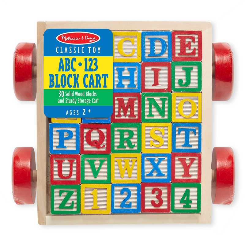 Melissa &#38; Doug Classic ABC Wooden Block Cart Educational Toy With 30 Solid Wood Blocks, 4 of 13