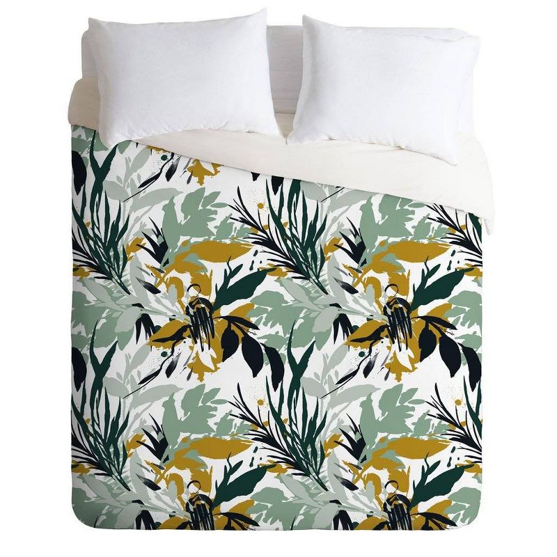 Marta Barragan Camarasa Botanical Brushstrokes Comforter & Sham Set Green - Deny Designs, 1 of 8