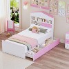 Twin Size House-Shaped Wooden Bed with Storage Shelf on the Headboard, Built-in Two Storage Drawers - ModernLuxe - 2 of 4