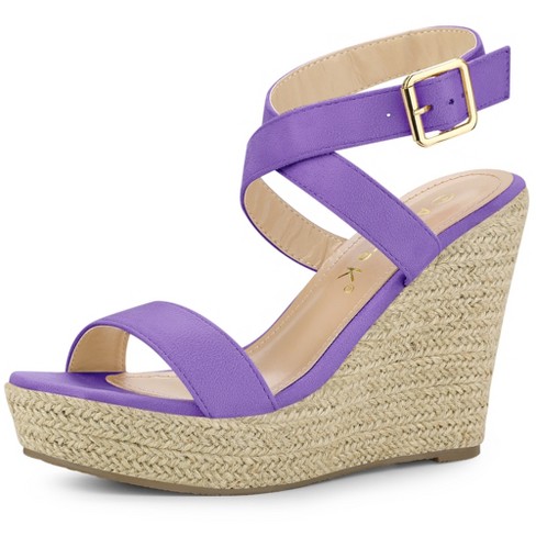 Allegra K Women s Back To College Slingback Crisscross Espadrille Wedges Heel Sandals Purple 7.5 Target