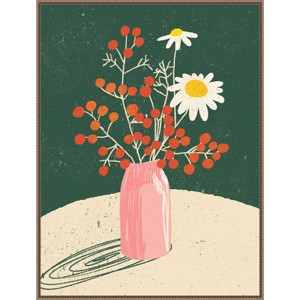 32"x42" Vase Floral by Incado Framed Canvas Wall Art Print Bronze - Amanti Art: Modern Style, Lithograph, Polystyrene Frame - 1 of 4