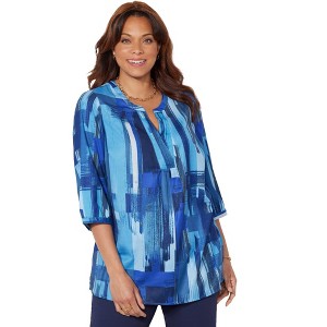 Catherines Women's Plus Size Georgette Pintuck Tunic - 1 of 4
