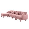Boucle Convertible L-Shaped Sectional Sofa with Shell Armrests & Removable Ottoman - 2 of 4