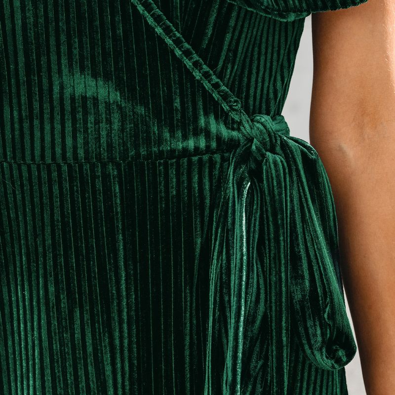 Women's Emerald Ribbed Velvet Belted Maxi Dress -Cupshe, 3 of 7