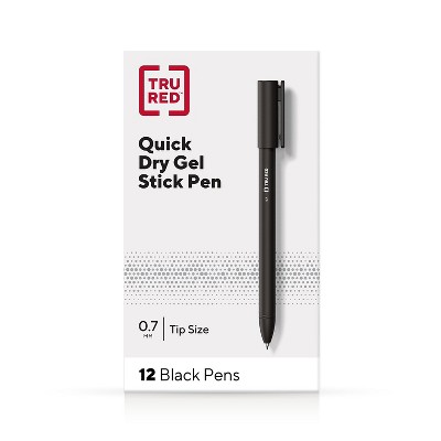 TRU RED Quick Dry Gel Pens Med Point 0.7mm Blk Dozen TR54480