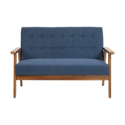 VYNXARIA Mid-Century Modern Solid Loveseat Sofa Upholstered Linen Loveseat, 2-Seat Upholstered Loveseat Sofa Modern Couch£¬Navy