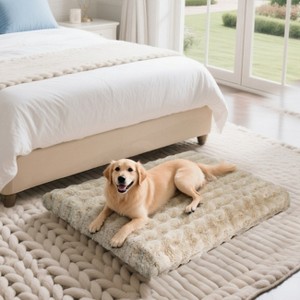 Artloge Plush Pet Bed Washable Dog Mat Crate Bed Anti-Slip Kennel Mattress Deluxe Sleeping Mat for Puppy & Large Dogs with Removable Cover - 1 of 4