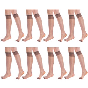 8 Pairs Sheer Knee High Socks for Women 15 Denier with Stay-Up Band One Size - 1 of 1