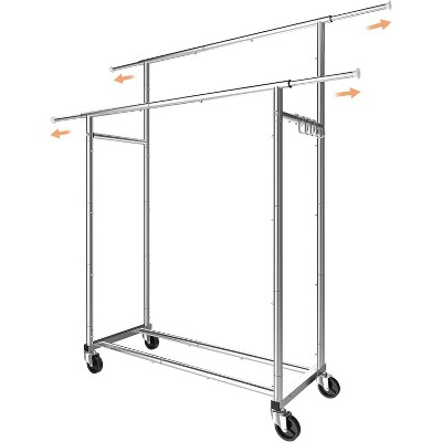 Simple Trending Double Rod Clothing Garment Rack Chrome
