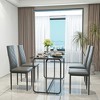 5-piece Rectangle Dining Table Set with Metal Frame, Tempered Glass Dining Table for Kitchen Room, Black - 2 of 4