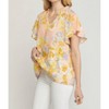 Women's Floral Potter Sleeve Shirt - entro - 2 of 4