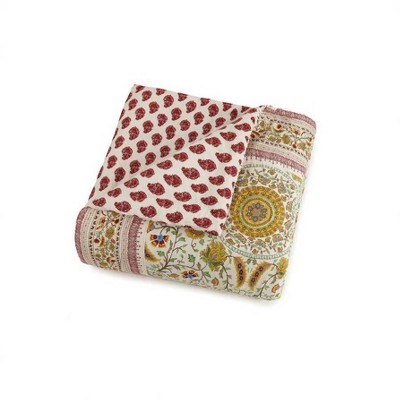 Indigo Bazaar 5pc Queen Joanne Comforter & Sham Bedding Set Red/Yellow/Off White: Embroidered, Machine Washable — фото 6