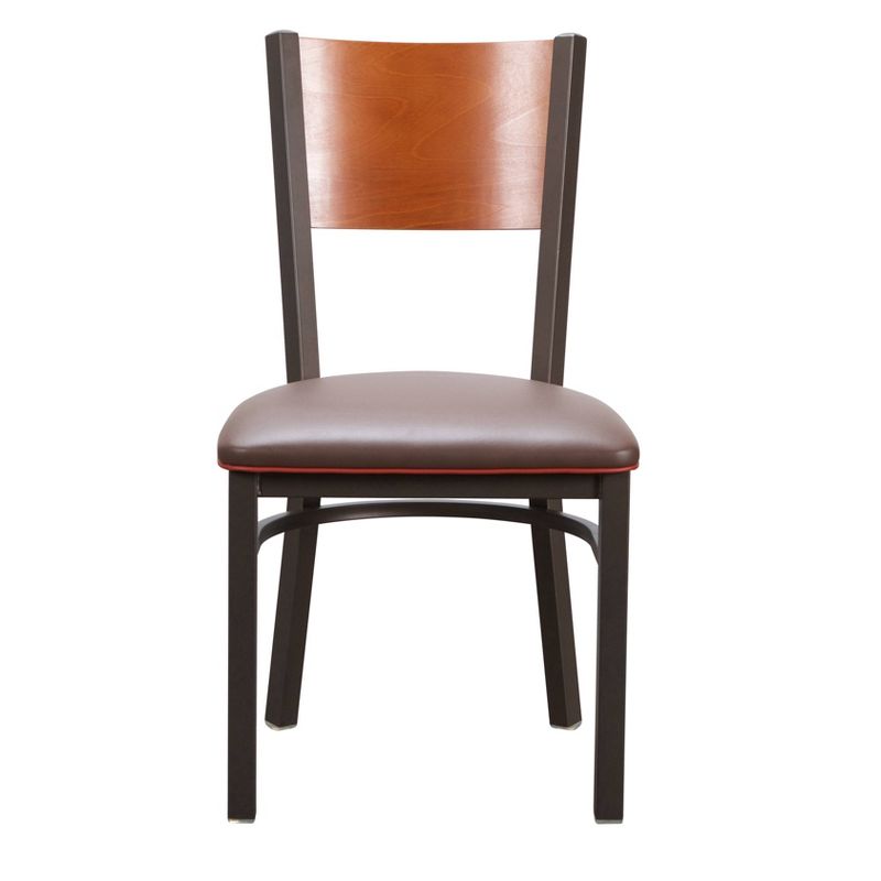 Set of 2 Merzer Curved Back Faux Leather Side Chairs Brown - Linon, 4 of 14
