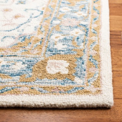 Ivory and Blue Hand-Tufted Wool Area Rug, 2'3" x 4'