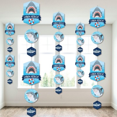 Big Dot of Happiness Shark Zone - Jawsome Shark Party or Birthday Party DIY Dangler Backdrop - Hanging Vertical Decorations - 30 Pieces