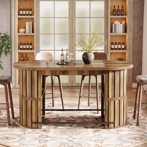 Tribesigns 63" Counter Height Table, Oval Tall Dining Table for 4-6, Kithcen Bar Table with Storage for Home Bar, Dining Room, Kitchen - 1 of 4