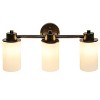 3 Light Metal and Opaque White Glass Shade Vanity Wall Light Fixture with Round Backplate -  Lalia Home - 2 of 4