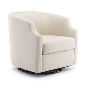 NicBex Linen Swivel Barrel Accent Chair,Upholstered Swivel Living Room Chair with Curved Backrest,Cozy Armchair,Accent Chairs for Living Room - 1 of 4