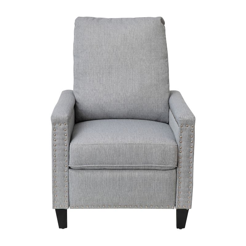 Emma and Oliver Fabric Upholstered Push Back Recliner with Nailhead Trim and Pop Out Footrest for Living Room, Den & Bedroom, 5 of 16