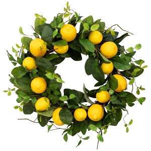 Northlight Lemons and Assorted Foliage Spring Wreath - 20" - Yellow - 1 of 4