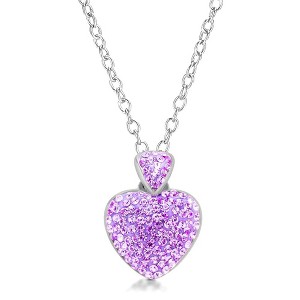 Chanteur Hypoallergenic Kids Jewelry Accessories Heart Purple Crystal White Gold Palladium Plating Necklace Pendant - 1 of 1