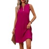 Women's Sleeveless V Neck A Line Dress Ruched Bodycon Mini Dress Casual Summer Sundress - 3 of 4