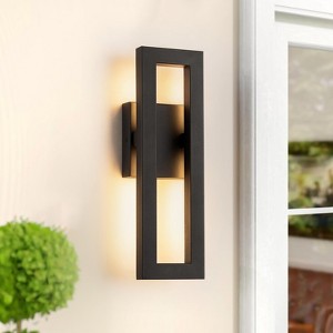 Rennnsan Lumetra 14"H Hardwired Rectangle Aluminum Industrial LED Dimmable Outdoor Wall Sconce in Black - 1 of 4
