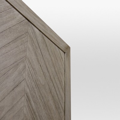 Queen Grey Mahogany Chevron Wood Bed Frame with Headboard