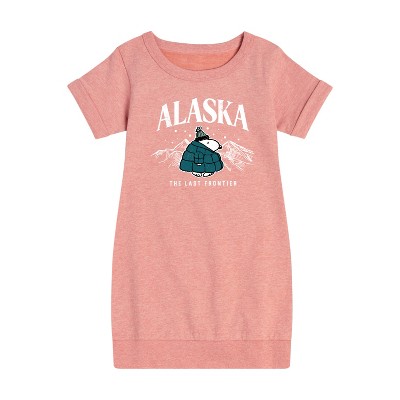 Girls' - Peanuts - Snoopy Alaska Last Frontier Graphic Short Sleeve Fleece Dress