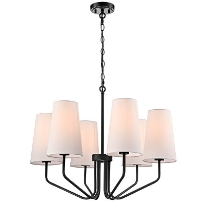 Claxy Modern Black Fabric Shade Pendant Light Fixture - 6 Light
