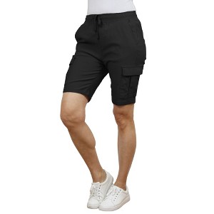 Galaxy By Harvic Women's Loose Fit Super Flex Stretch Cargo Jogger Shorts - 1 of 3