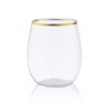 Posh Setting 12 oz Clear with Gold Rim Plastic Disposable stemless Wine goblet - 6 Pack - 3 of 4