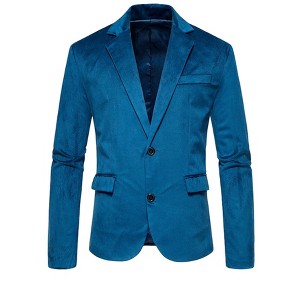 Lars Amadeus Men's Solid Color Two Button Party Faux Suede Blazer - 1 of 4