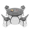 5-Piece Patio Set: Round Table & 4 Chairs - Cast Aluminum, All-Weather/Umbrella Hole & Adjustable Legs for Balcony/Backyard - 3 of 4