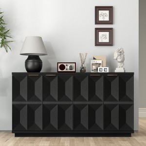 Brafabhome 59" Wide Sideboard Buffet Cabinet with 3D Geometric Doors, Modern Credenza with Storage & Adjustable Shelves for Living Room Dining Room - 1 of 4