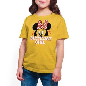 Girls' - Disney - Minnie Face Birthday Girl Short Sleeve Graphic T-Shirt - 1 of 3
