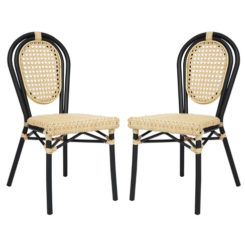 Emma & Oliver Reims Set of Two Indoor/Outdoor Stacking Thonet Bistro Style Chairs with PE Cane Rattan Seat and Metal Frame - image 1 of 4