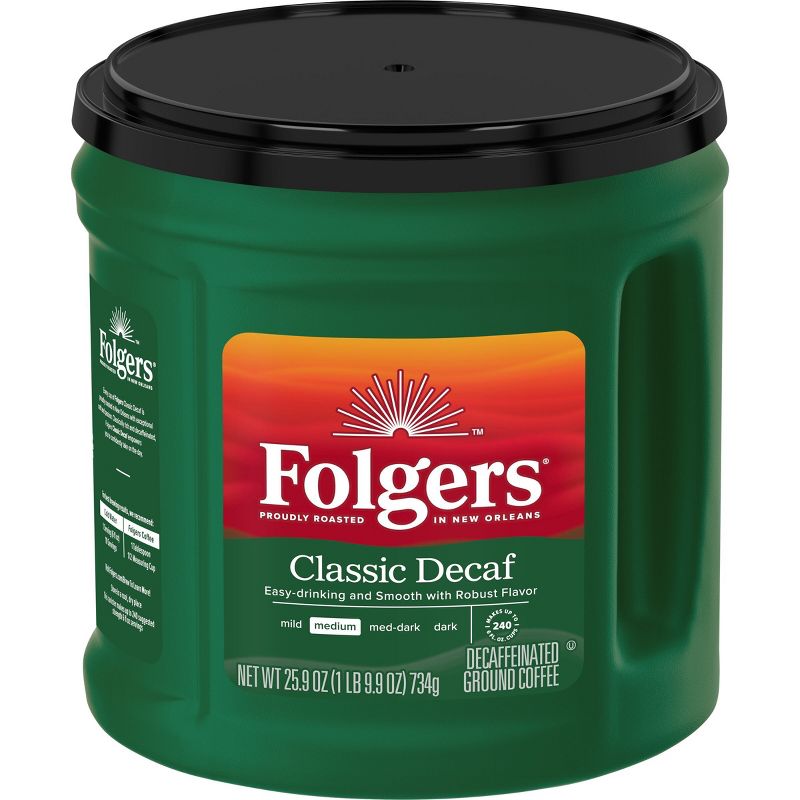Folgers Classic Medium Roast Ground Coffee - Decaf - 25.9oz, 1 of 8