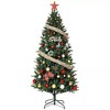7 Ft Pencil Christmas Tree, Artificial Slim Xmas Tree with 720 Tips & Metal Base, Realistic Lighted Spruce Holiday Decor - 3 of 4