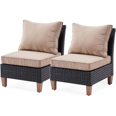 Lirago Small Patio Furniture Set of 2 - Customizable Outdoor Wicker Armless Sofa with Cushions, Perfect for Garden, Balcony, and Backyard