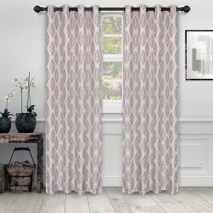 Vintage Venetian Damask Jacquard Embroidered Curtains, Set of 2 by Blue Nile Mills - 1 of 4