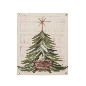 Transpac 23 Inch Fabric Wall Art Manger Tree Multicolor Paper Christmas Decoration for Indoor Use and Gift Giving - 1 of 1