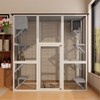 KTMBDW Outdoor Cat Enclosure Large Cat House for Mulitiple Cats Walk in Kitty Cage with Tarp Roof, Gray - 2 of 4