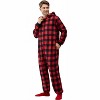 Joyfy Christmas Pajamas, Red Flannel Buffalo Plaid Pajamas with Hood for Mens, Adult Holiday Jumpsuit - 3 of 4