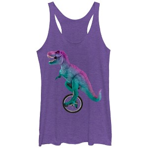Women's Lost Gods Unicycle Dinosaur Racerback Tank Top - 1 of 3