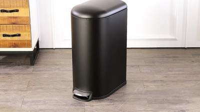 Roland Mini Stainless Steel Step-Open Trash Can, 2.6-Gallon, Chrome Finish