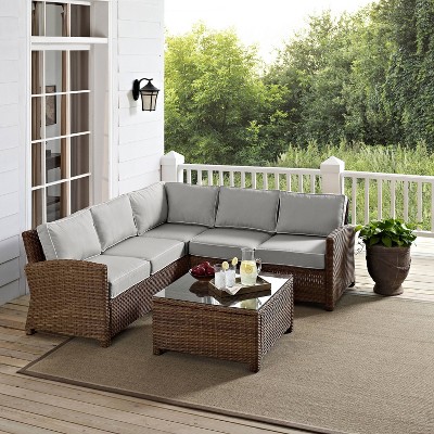 Bradenton 5-Person Gray and Brown Wicker Outdoor Sectional Set