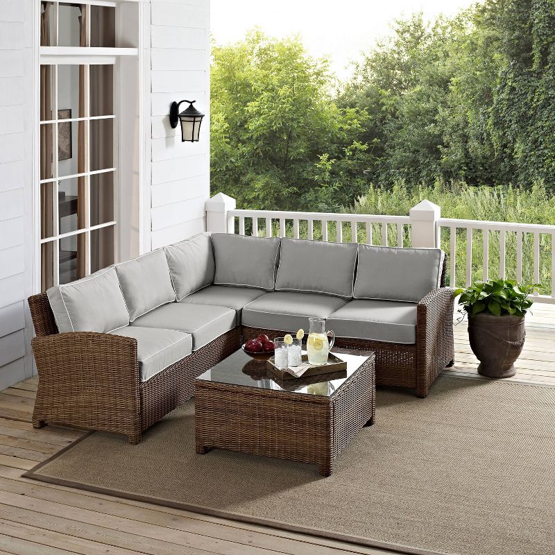 Crosley 4pc Bradenton Steel Outdoor Patio Sectional Sofa Furniture Set, 3 of 20