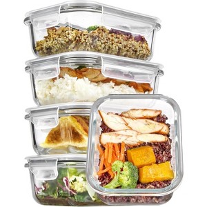 Vtopmart 5Pack 22oz Glass Meal Prep Glass Storage Food Container Sets with Snap Airtight Lids for Microwave, Oven, Freezer and Dishwasher - 1 of 4